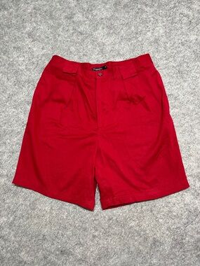 Vintage Christian Dior Men's Red Flat-Front Tailored Shorts